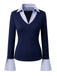 Haut bleu marine à col V et manches évasées style preppy Années 1980 - 1