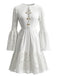 Robe midi blanche à laçage bohème et manches évasées années 1980