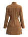 Robe western en suédine brodée à col montant et franges Années 1970 - 2