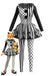 Ensemble costume de clown noir à pois et rayures années 1950