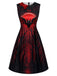 [Prévente] Robe gothique d’Halloween à imprimé vampire et chauves-souris années 1950