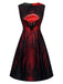 [Prévente] Robe gothique d’Halloween à imprimé vampire et chauves-souris années 1950