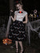 [Prévente] Robe noire d’Halloween à imprimé globes oculaires ensanglantés et chauves-souris années 1950