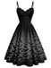 [Prévente] Robe gothique noire évasée à chauves-souris et fines bretelles années 1950
