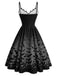[Prévente] Robe gothique noire évasée à chauves-souris et fines bretelles années 1950