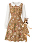 [Prévente] Robe marron motif bonshommes pain d'épices et col Claudine années 1960