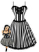 [Prévente] Robe évasée noire et blanche en tulle à rayures et nœud années 1950