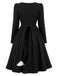 [Prévente] Ensemble robe noire à col carré et accessoires chat années 1950