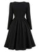 [Prévente] Ensemble robe noire à col carré et accessoires chat années 1950