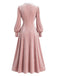 [Prévente] Robe rose en velours à col en dentelle et manches longues Années 1930 - 4