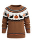 Pull marron en maille à imprimé citrouilles et chats d’Halloween années 1940