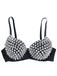 Lingerie soutien-gorge noire à rivets et bretelles réglables années 1960