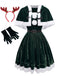 Ensemble robe bandeau et cape Noël velours vert années 1950