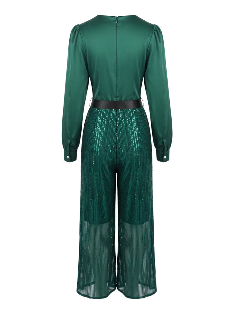 Combinaison à sequins, col V et manches longues Années 1950 - 3