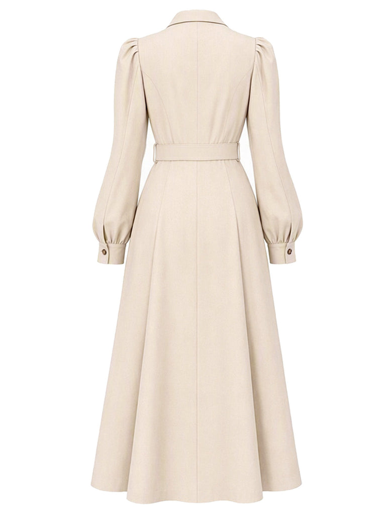 [Prévente] Trench beige à double boutonnage et manches bouffantes Années 1940 - 3