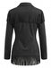 Veste à franges en suédine, col cranté et manches longues années 1950 - 4