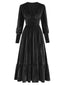 Robe en velours froncé à décolleté V profond et poignets ajustés Années 1970