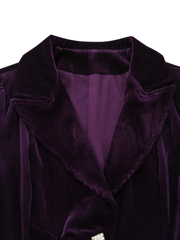 Veste violette en velours côtelé à col cranté Années 1950 - 4