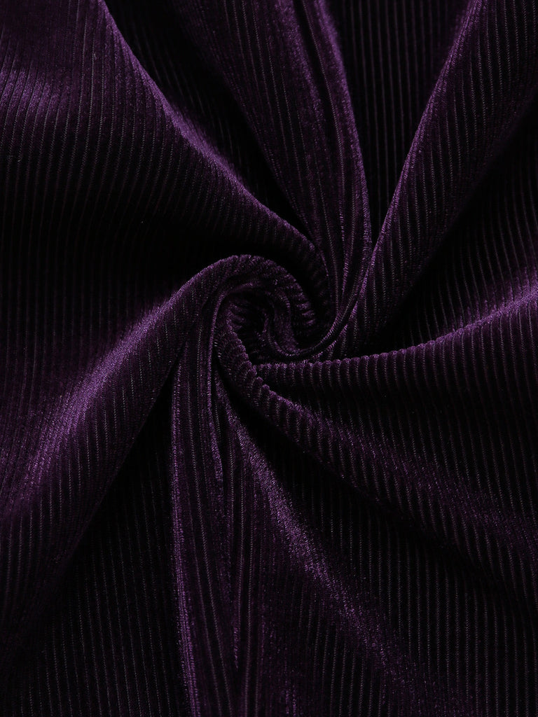 Veste violette en velours côtelé à col cranté Années 1950 - 7