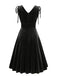 Robe trapèze en velours à col V et bretelles à nouer Années 1960 - 8