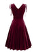 Robe trapèze en velours à col V et bretelles à nouer Années 1960 - 10