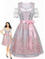 3PCS top court en dentelle & robe rose et tablier floral années 1950
