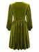 [Grande Taille] Robe vert militaire en velours uni à col V Années 1950 - 3