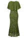 Robe sirène verte à broderies florales à sequins Années 1920 - 3