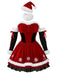 Ensemble robe de Noël rouge en velours à bordure en fourrure, flocons et nœud Années 1950 - 2