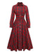 Robe-chemise rouge carreaux dotée d'une ceinture années 1950