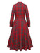 Robe-chemise rouge carreaux dotée d'une ceinture années 1950