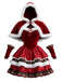 Robe étages velours motif écossais accompagnée d'une cape capuche Noël années 1950