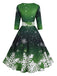 Robe cintrée à manches mi-longues et imprimé flocons de neige Années 1950 - 4