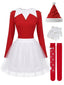 Ensemble de lutin rouge en velours et tulle à col à grelots Années 1980