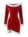 Robe courte rouge en velours à capuche et bordure en fourrure de Noël Années 1950 - 2