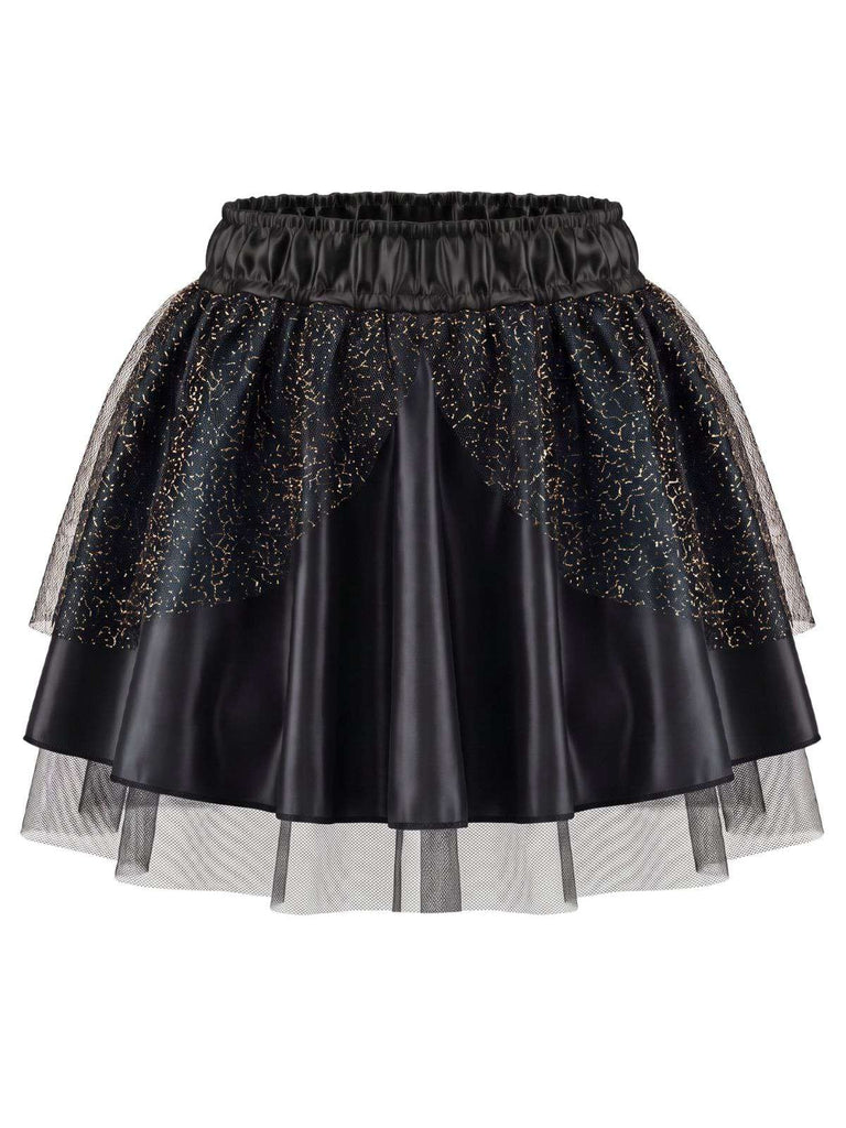 2PCS Corset brodé de motifs de plumes de paon et jupe plissée en tulle