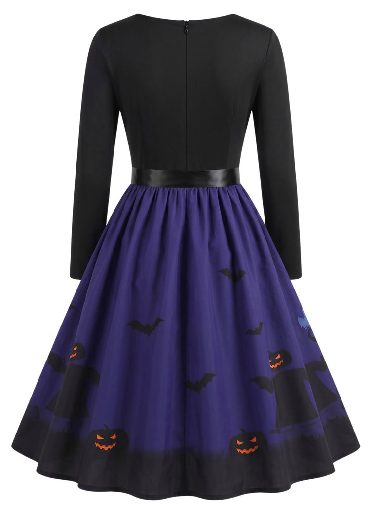 Robe évasée Halloween à maison hantée et col festonné années 1940 - 6