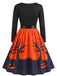 Robe évasée Halloween à maison hantée et col festonné années 1940 - 3