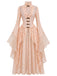 Robe médiévale en dentelle à col haut et manches évasées Années 1940 - 1