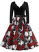 Robe à col rond, manches longues et imprimé Halloween Années 1940 - 1