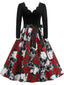 Robe manches longues et col rond imprimé Halloween années 1940