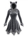 Robe noire de déguisement de loup en fausse fourrure à capuche pour Halloween Années 1980 - 1