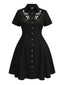 [Prévente] [Grande Taille] Robe noire en coton brodée de fleurs western gothique années 1940