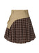 [Pré-vente] 2PCS Veste patchwork à carreaux et jupe plissée kaki et marron années 1960