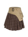 [Pré-vente] 2PCS Veste patchwork à carreaux et jupe plissée kaki et marron années 1960