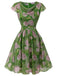 Robe rose peinte à l'huile verte des années 1960