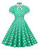 Robe trapèze à pois et col chemise des années 1950