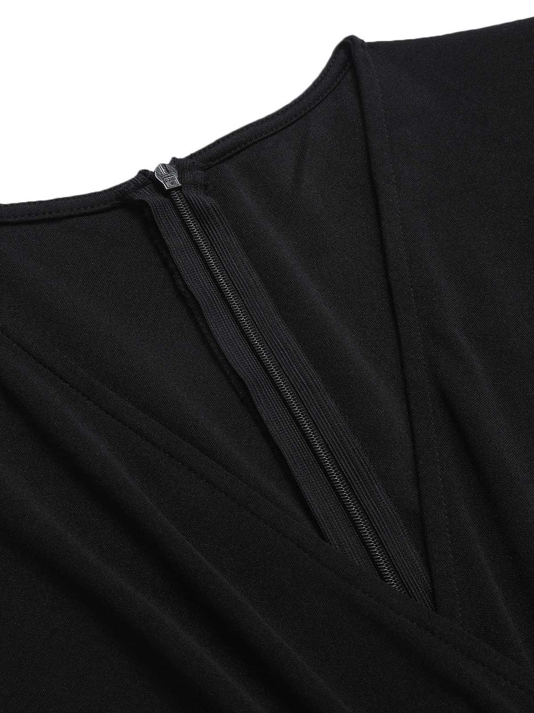 Robe trapèze d'Halloween à manches volantées des années 1950