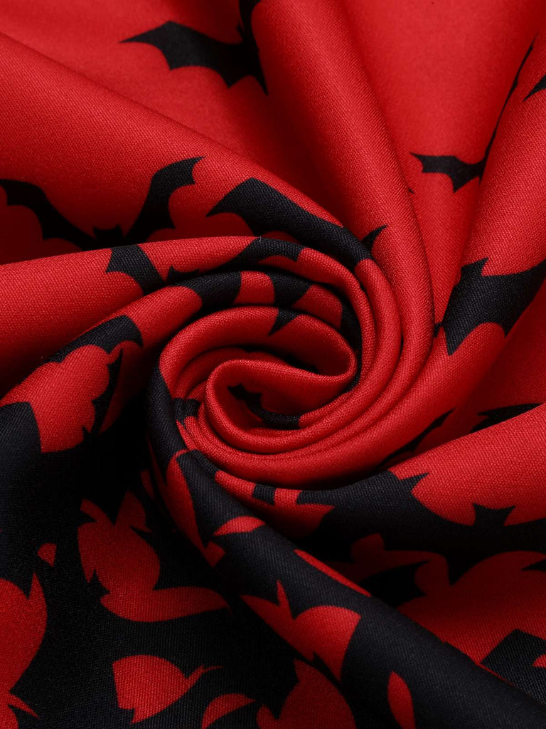 Robe trapèze d'Halloween à manches volantées des années 1950