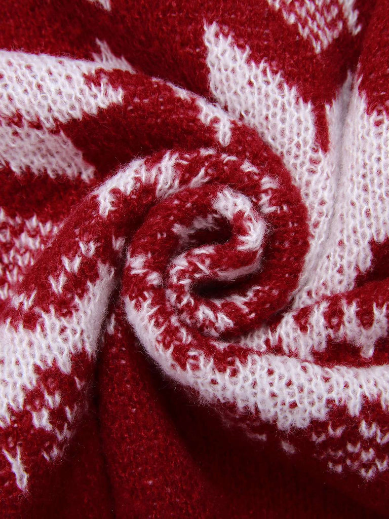 Pull de Noël rouge Fair Isle des années 1950